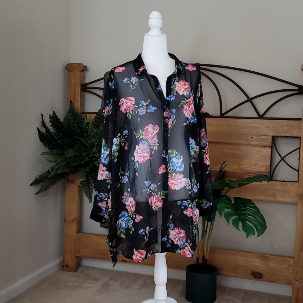 Size 24 - Sheer Floral Blouse